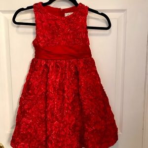 Rare Editions Girls Red Rosette Dress